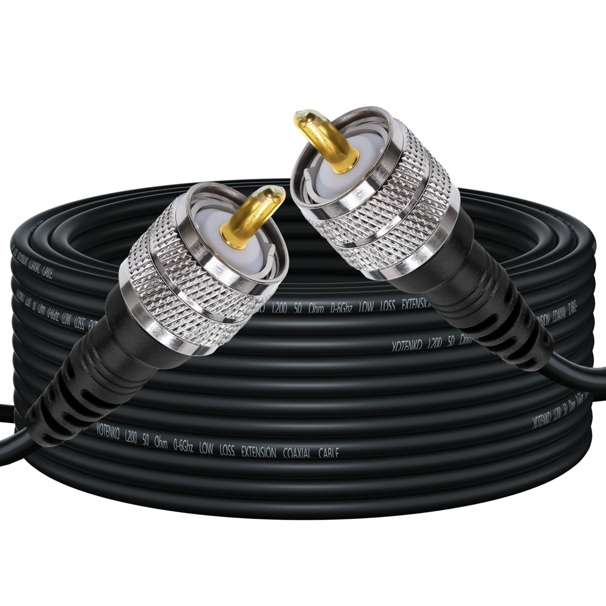 YOTENKO L200 Coaxial Cable, PL259 Male to PL259 Male, 50 Ohm - 30 FT