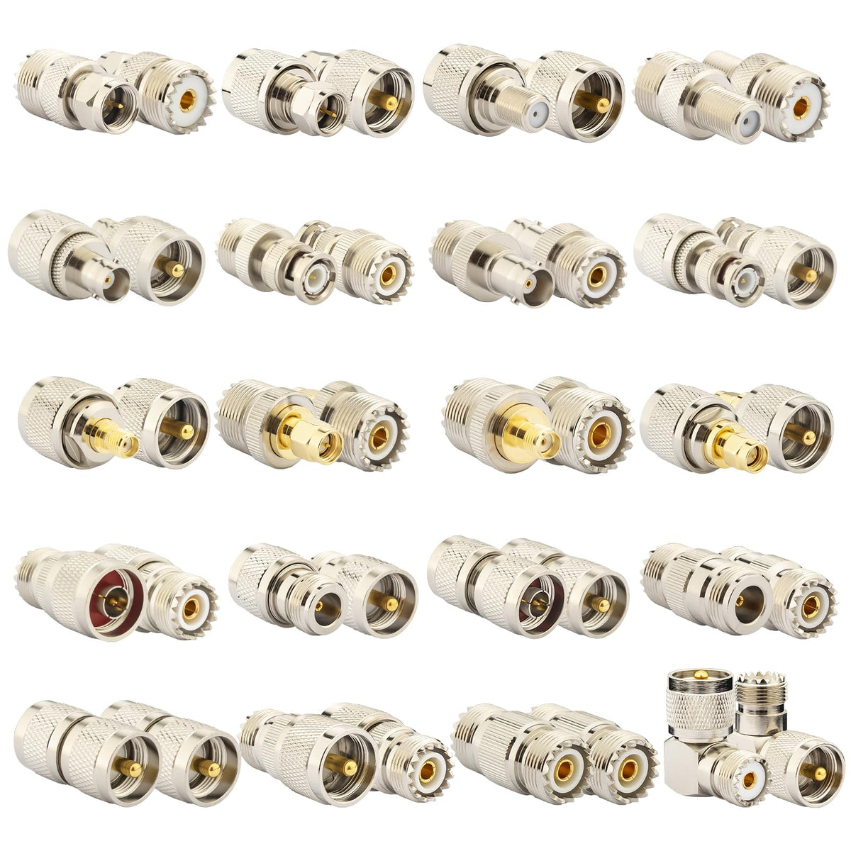 YOTENKO UHF PL259 SO239 RF Adapter Kit, 20 or 24 Pieces - 20 Pieces