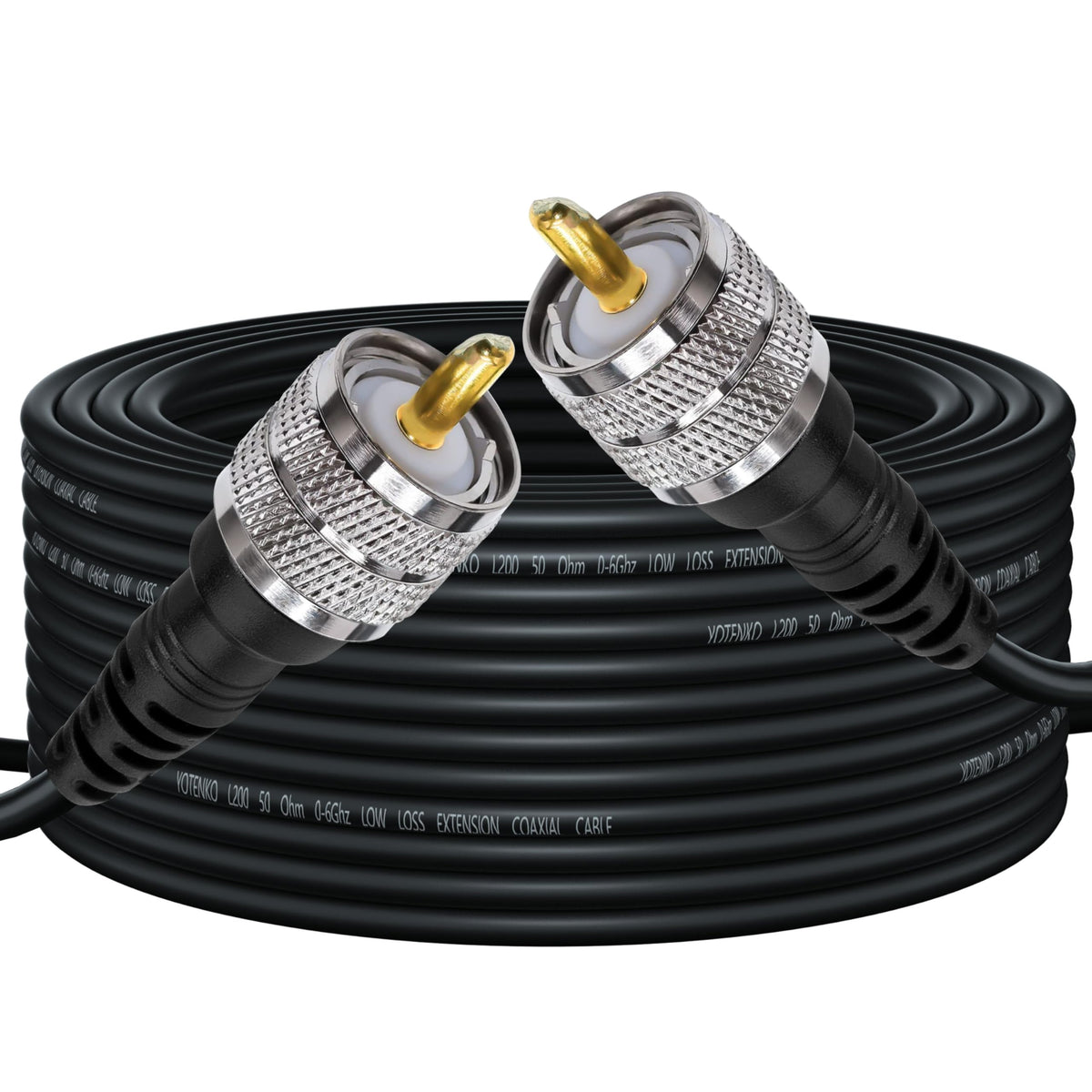 YOTENKO L200 Coaxial Cable, PL259 Male to PL259 Male, 50 Ohm - 75 FT