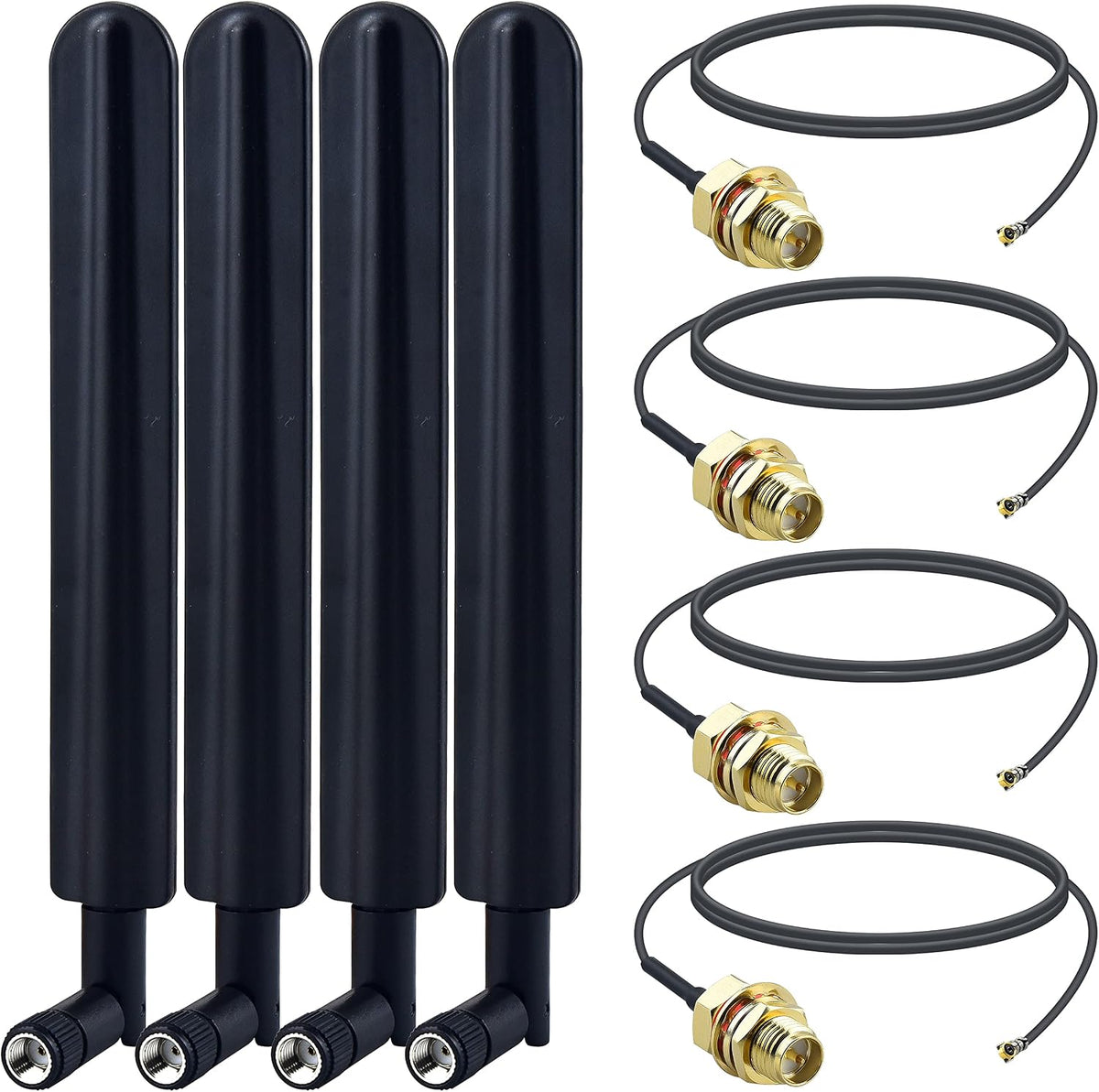 YOTENKO Desktop Wi-Fi Antenna Kit, RP-SMA, MHF4 Pigtails, 4 Sets