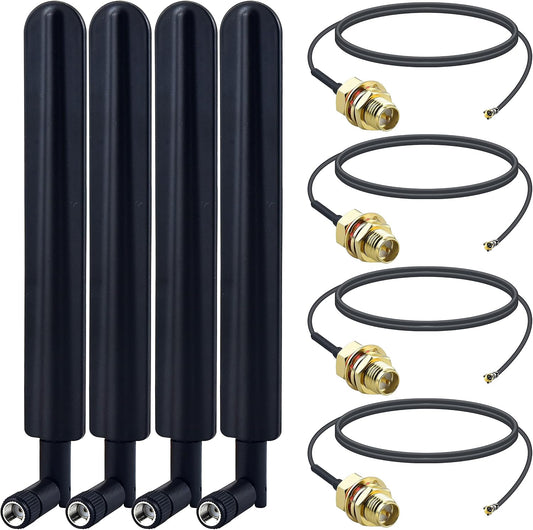 YOTENKO Desktop Wi-Fi Antenna Kit, RP-SMA, MHF4 Pigtails, 4 Sets