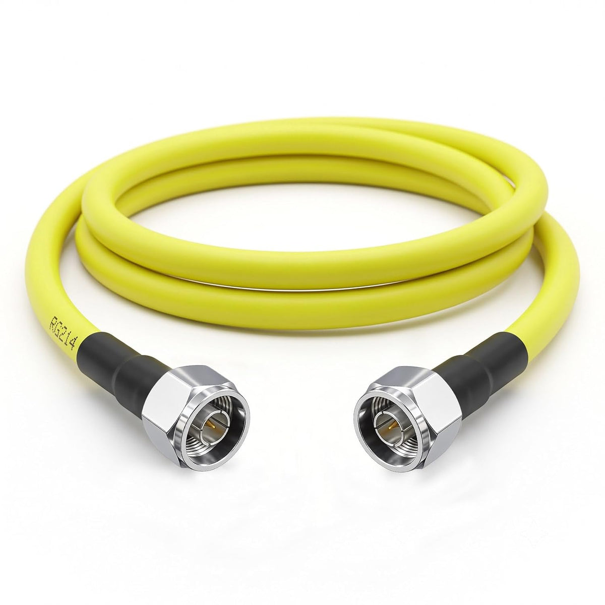 YOTENKO RG214 N Male to N Male Coaxial Cable, 50 Ohm, Yellow PUR Jacket