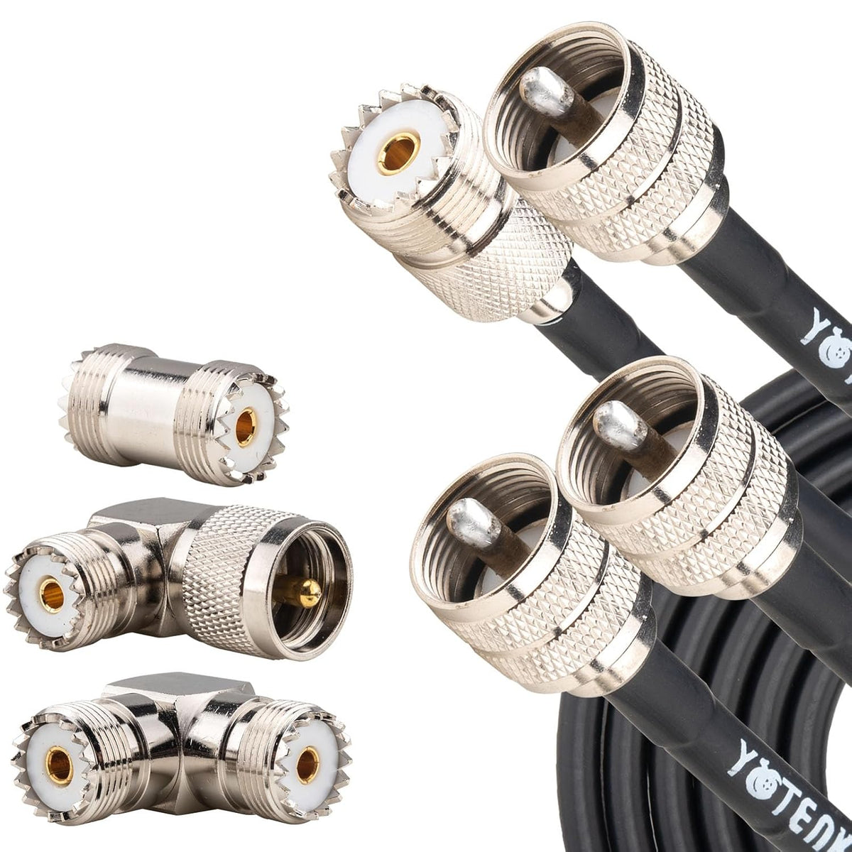 YOTENKO RG58 UHF Coaxial Extension Cable Set, PL259 SO239, 50 Ohm